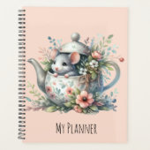 Schattigee muis in bloementheepot illustratie planner (Voorkant)