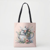 Schattigee muis in bloementheepot illustratie tote bag (Voorkant)