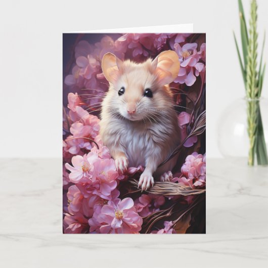 Schattigee Muis in de Bloemen Alle Gelegenheden Kaart (Voorkant)