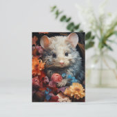 Schattigee Muis in de Bloemen Briefkaart (Staand voorkant)