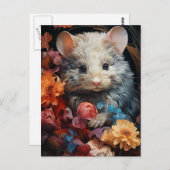 Schattigee Muis in de Bloemen Briefkaart (Voorkant / Achterkant)