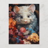 Schattigee Muis in de Bloemen Briefkaart (Voorkant)