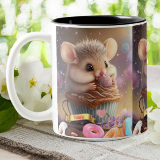 Schattigee Muis in een kopje zoete traktaties Gepe Tweekleurige Koffiemok