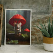 Schattigee Muis in Forest Mushroom Paraplu Poster