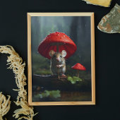 Schattigee Muis in Forest Mushroom Paraplu Poster