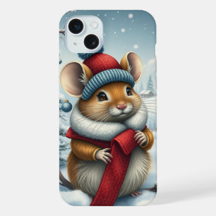 Schattigee Muis in Preppy Winter Kleding en Pet iPhone 15 Plus Case