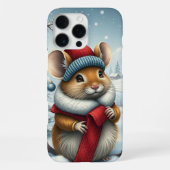 Schattigee Muis in Preppy Winter Kleding en Pet iPhone Hoesje (Achterkant)