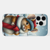 Schattigee Muis in Preppy Winter Kleding en Pet iPhone Hoesje (Achterkant horizontaal)