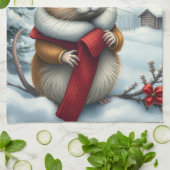 Schattigee Muis in Preppy Winter Kleding en Pet Wi Theedoek (Gevouwen)