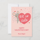 Schattigee Muis Kinder Klaslokaal Valentijn Note K Kaart (Voorkant)
