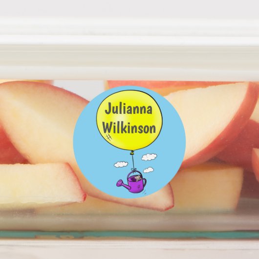 Schattigee muis met ballon gepersonaliseerde carto labels (Aangebracht)