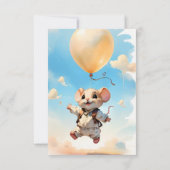 Schattigee muis met ballon Happy Inviting voor fee Kaart (Achterkant)