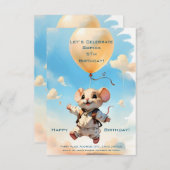 Schattigee muis met ballon Happy Inviting voor fee Kaart (Voorkant / Achterkant)