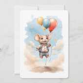 Schattigee muis met ballonnen verjaardagsfeestje kaart (Achterkant)