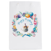 Schattigee muis met een party Pet Medium Cadeauzakje (Voorkant)