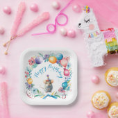 Schattigee muis met een party Pet Papieren Bordje (Feest)