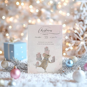 Schattigee muis met kerstcadeautjes kaart