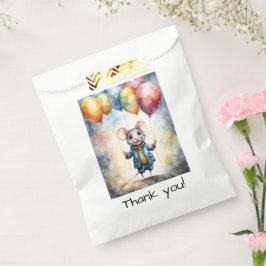Schattigee muis met kleurrijke ballonnen, aangepas bedankzakje