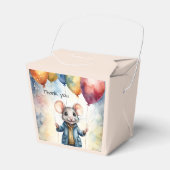 Schattigee muis met kleurrijke ballonnen, op maat bedankdoosjes (Voorkant Zijde)