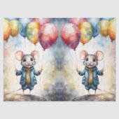 Schattigee muis met kleurrijke ballonnen, op maat tissuepapier (Voorkant)