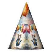 Schattigee muis met kleurrijke ballonnen, personal feesthoedjes (Links)