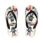 Schattigee muis met kleurrijke ballonnen, personal kinder teenslippers (Voetbed)