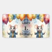 Schattigee muis met kleurrijke ballonnen, personal spandoek (Horizontaal)