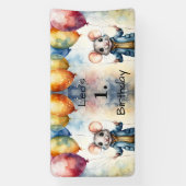 Schattigee muis met kleurrijke ballonnen, personal spandoek (Verticaal)