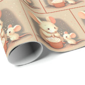 Schattigee muis met verjaardagscupcake cadeaupapier (Rol Hoek)
