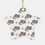Schattigee muis, muizen, roze en witte polka stipp keramisch ornament (Achterkant)