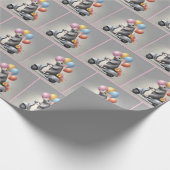 Schattigee muis op een scooter cadeaupapier (Hoek)