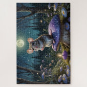 Schattigee muis op paddenstoel in maanlicht legpuzzel (Verticaal)