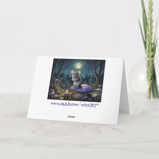 Schattigee muis op paddenstoel in maanlicht Verjaa Kaart (Achterkant)