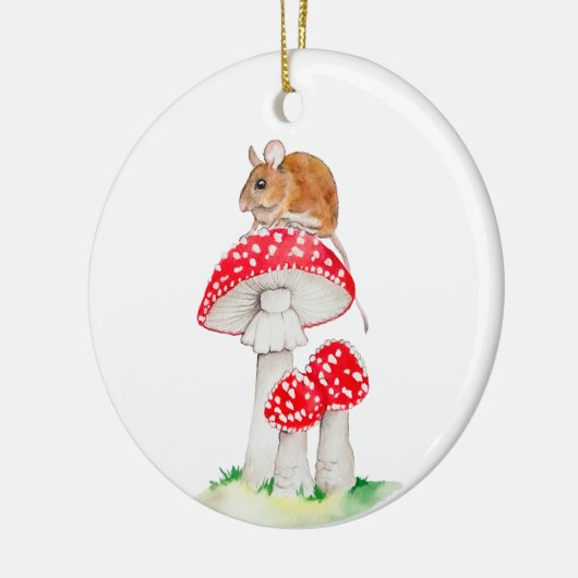 Schattigee muis op vlieg agarische waterverf keramisch ornament (Links)