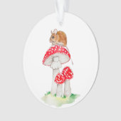 Schattigee muis op vlieg agarische waterverf ornament (voorkant)