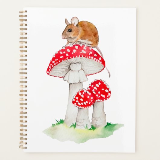 Schattigee muis op vlieg agarische waterverf planner (Voorkant)