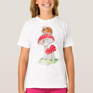 Schattigee muis op vlieg agarische waterverf t-shirt