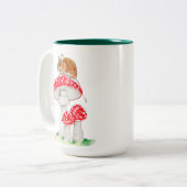 Schattigee muis op vlieg agarische waterverf tweekleurige koffiemok (Voorkant links)