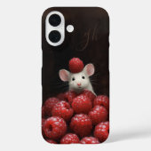 Schattigee Muis Peeking Raspberry Painting Aangepa Case-Mate iPhone Case (Achterkant)