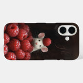 Schattigee Muis Peeking Raspberry Painting Aangepa Case-Mate iPhone Case (Achterkant (horizontaal))
