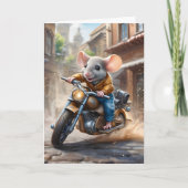 Schattigee Muis Rijden een Motorfiets Blank Groet Kaart (Voorkant)
