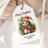 Schattigee Muis Rode Santa Hat Kerstmis Vakantie N Cadeaulabel