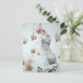 Schattigee muis sneeuwscène wildlife met kerst briefkaart (Staand voorkant)