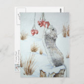 Schattigee muis sneeuwscène wildlife met kerst briefkaart (Voorkant / Achterkant)