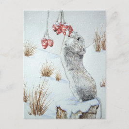 Schattigee muis sneeuwscène wildlife met kerst briefkaart