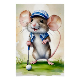Schattigee Muis Spelen Golf Perfect Poster
