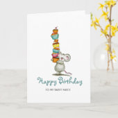 Schattigee Muis Verjaardagskaarten met cupcakes vo Kaart (Gele Bloem)
