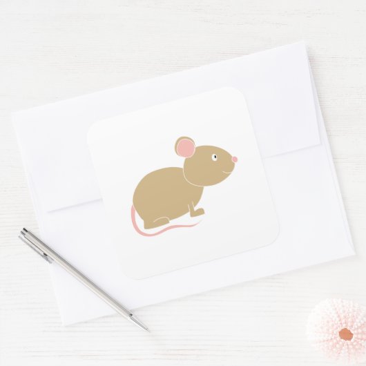 Schattigee muis. vierkante sticker (Envelop)