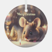 Schattigee muis viert kerst, op maat glas ornament (Voorkant)