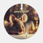 Schattigee muis viert kerst, op maat glas ornament (Achterkant)
